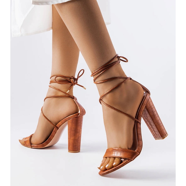 Brown lace-up sandals from Aceline 1
