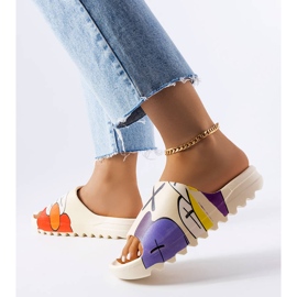 Beige slides with a tread and prints 2