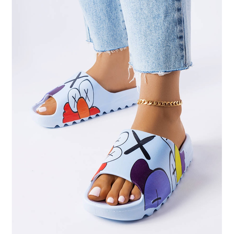 BM Blue flip flops with prints 1