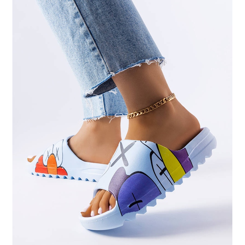 BM Blue flip flops with prints 2