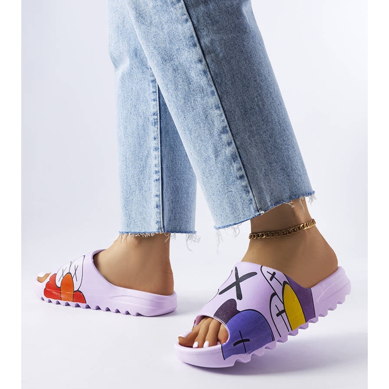 Purple slippers with prints violet 2