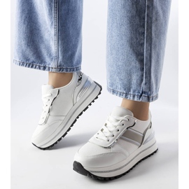 White sneakers with glitter inserts from Lang 1