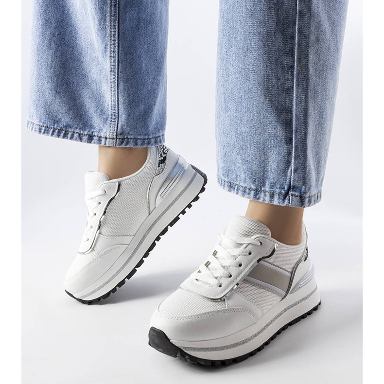 White sneakers with glitter inserts from Lang 1