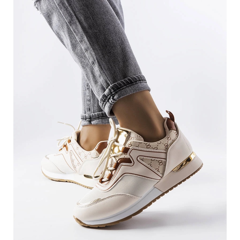 Beige sneakers with gold details from Bedord 1