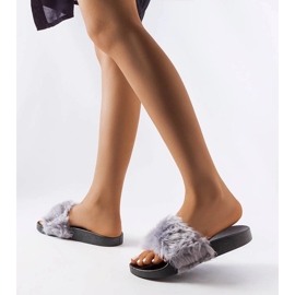 Gray slippers with fur from Genevre grey 2