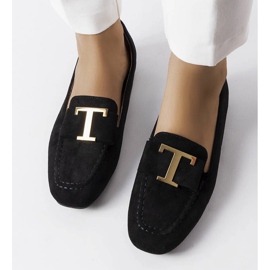 Black eco-suede loafers from Adélaïde 1