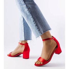 Bingamon red low heel sandals 1