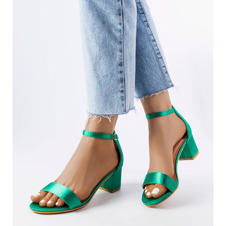 Green sandals on a low heel from Bingamon 1