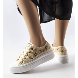 Lee Cooper LCW23-44-1620 beige openwork sneakers 1
