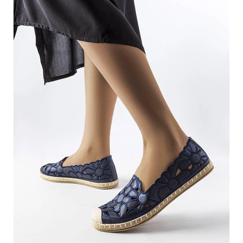 Navy openwork espadrilles from Lamarre blue 1