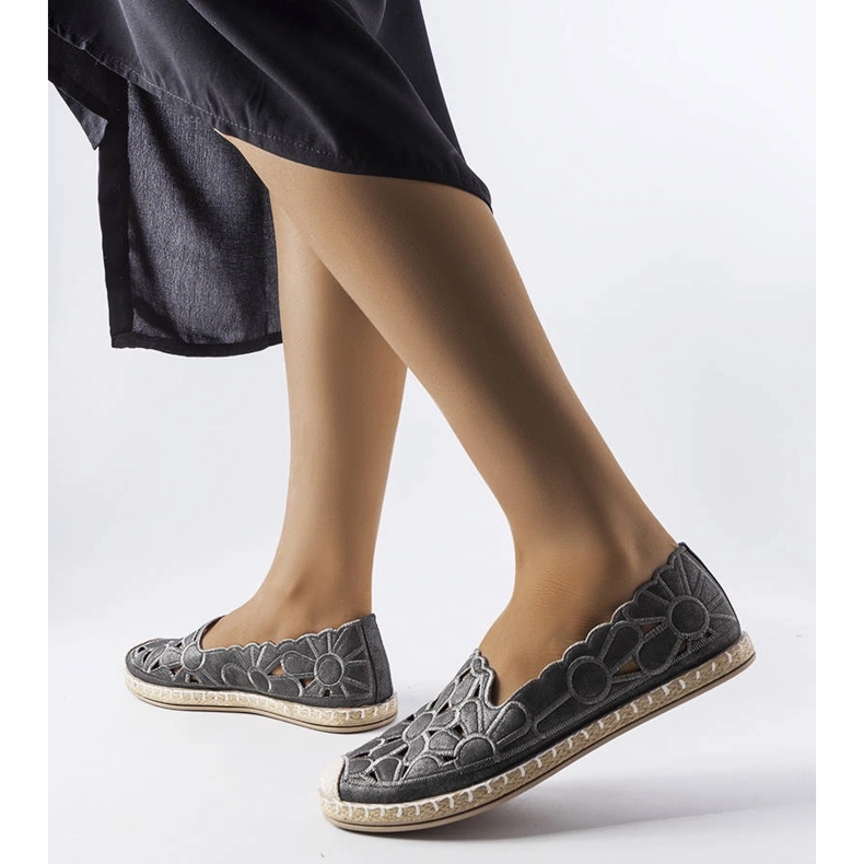 Gray openwork espadrilles from Lamarre grey 1