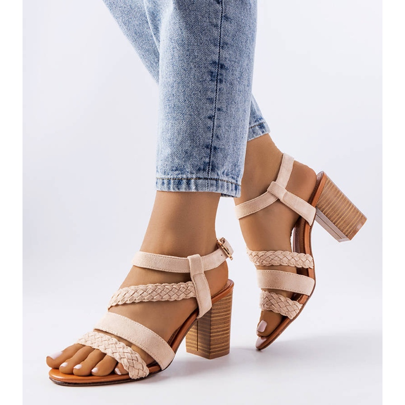 Beige sandals with braided straps from Octave 1