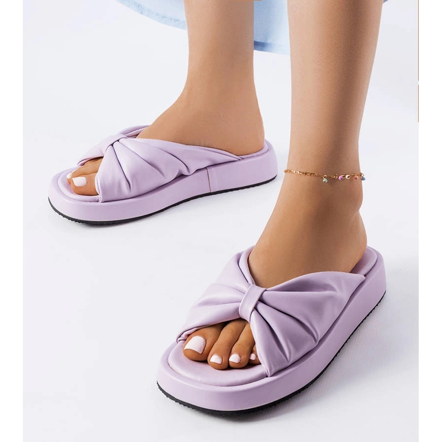 Purple wedge flip flops discount