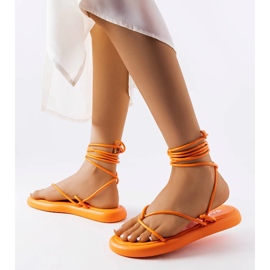 Orange lace-up sandals from Laurence 1