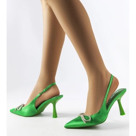 Green heels with a Wildrose bow 2
