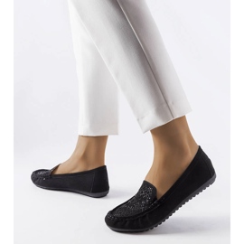 Black loafers decorated with Gamache rhinestones 1