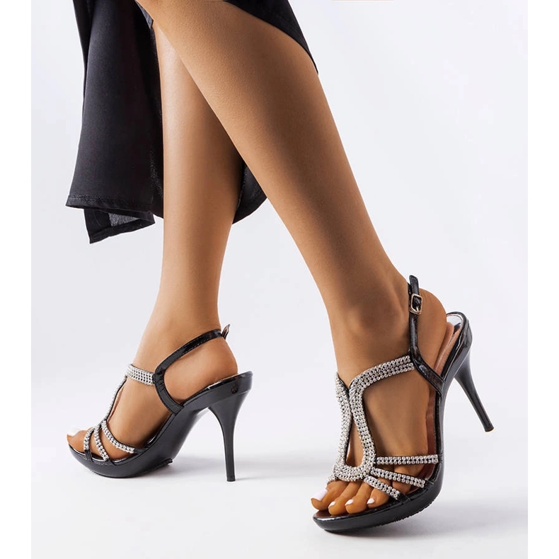 Black rhinestone high heel sandals from Rafe 1