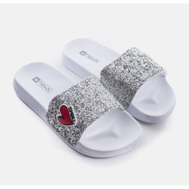 Children's gray glitter slippers from Boncoeur silver 1
