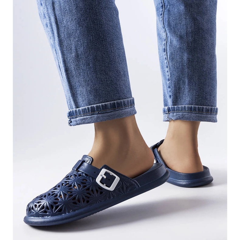 Navy blue openwork rubber slides from Peverell 1
