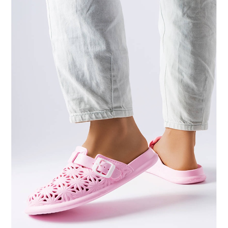 Pink openwork rubber slides from Peverell 1