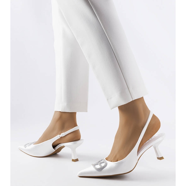 White high heels with cubic zirconias from Lafontaine 1