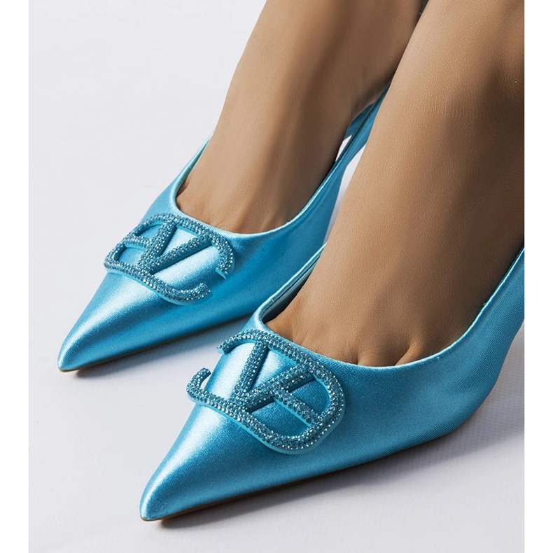 Blue heels with cubic zirconias from Lafontaine 1