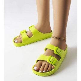 Green rubber sliders with buckles from Eugene 1