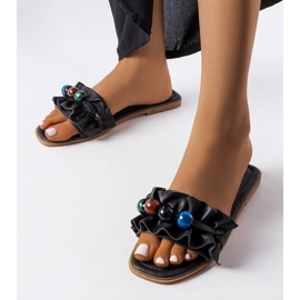 Black ruffled slides from Fortier 1
