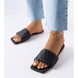 Goldleaf black woven slides 1