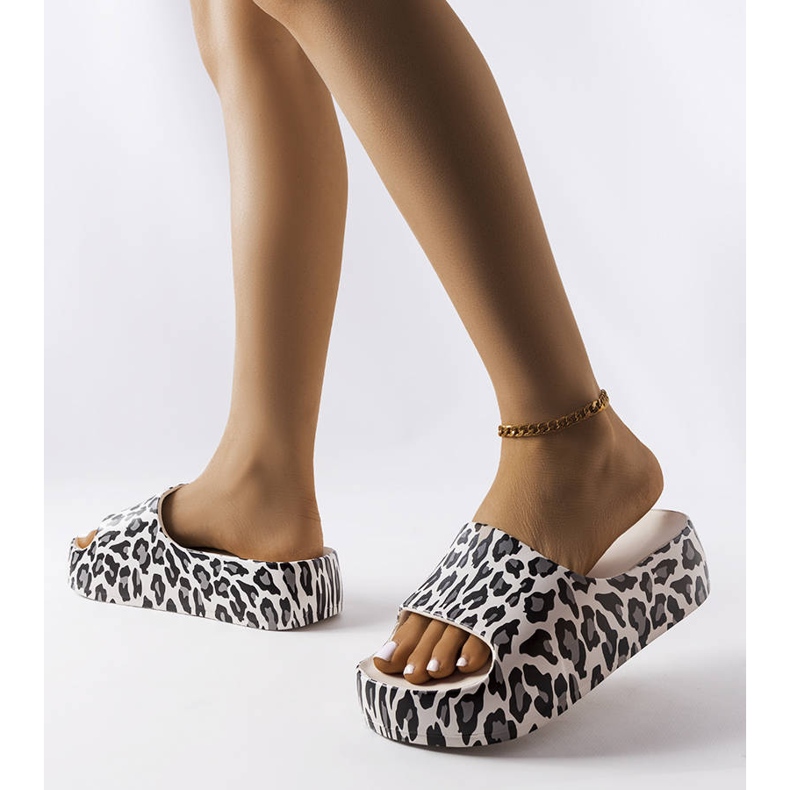 White leopard platform slippers from Galena 2