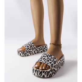 White leopard platform slippers from Galena 1