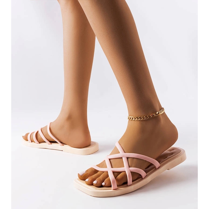 Pearlman pink rubber slides 1