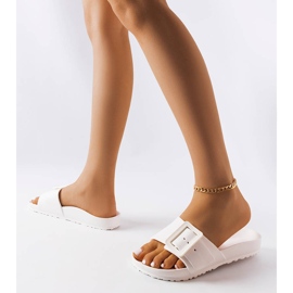 White rubber sliders with a Nelm buckle 1