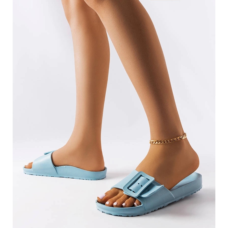 Blue rubber sliders with a buckle from Nelm 2