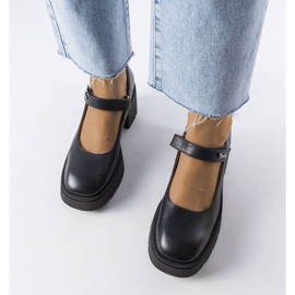 Karino black leather high-heeled pumps 1