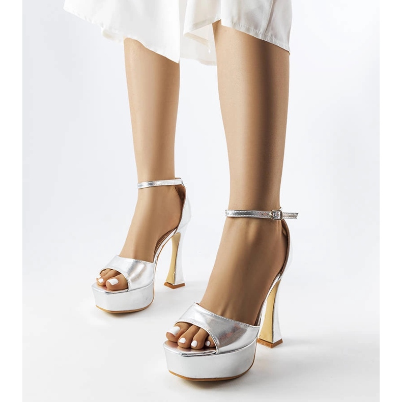 Silver lacquered Illinois high sandals 1