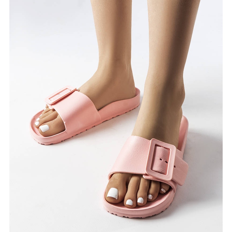 Pink rubber sliders with a buckle from Nelm 1
