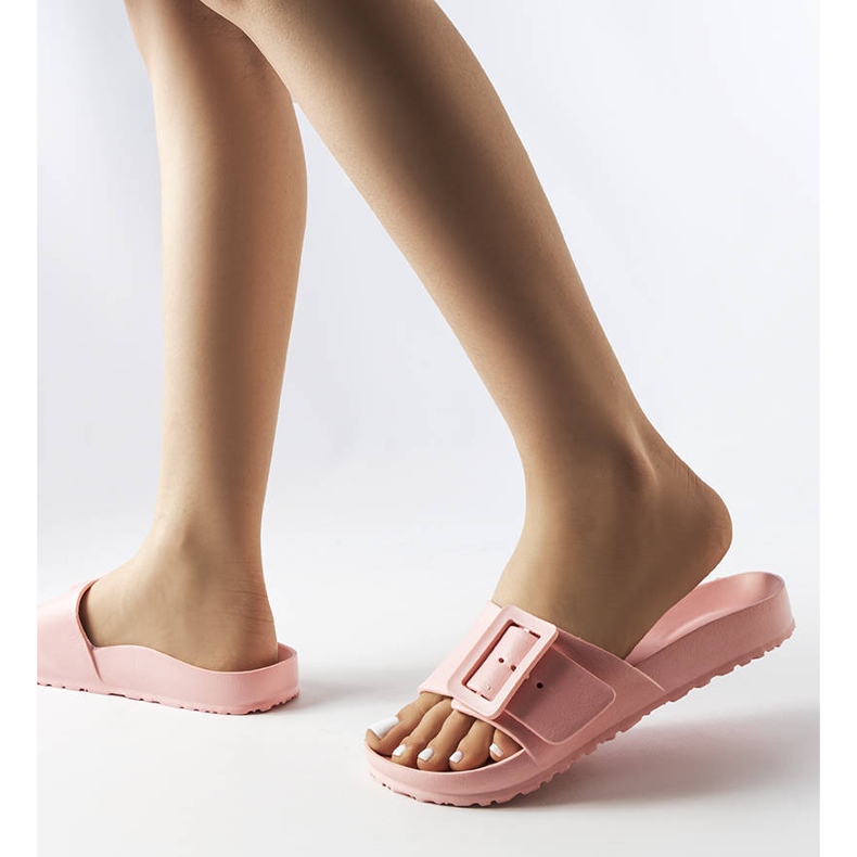 Pink rubber sliders with a buckle from Nelm 2