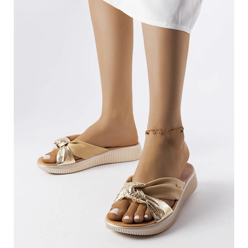 Beige and gold wedge sandals from Luce 1