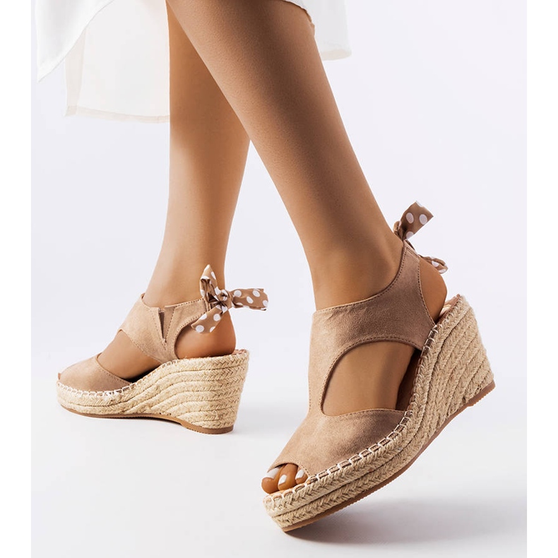 Brown wedge espadrilles from Dumoulin beige 1