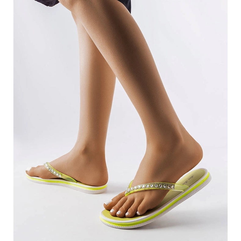 Neon green rhinestone flip flops from Patrier 2 Neon green rhinestone flip flops from Patrier 2