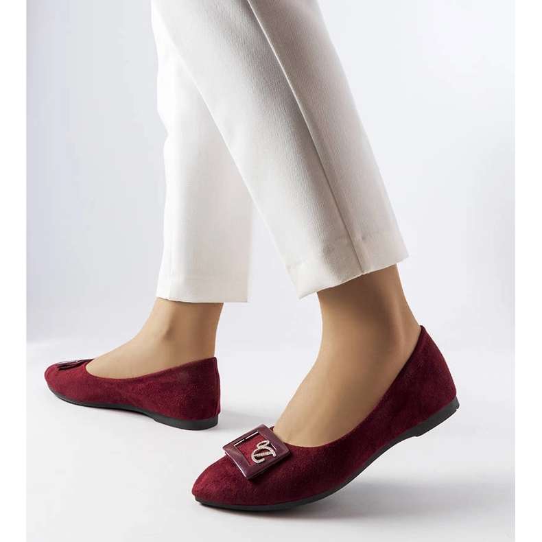 Burgundy ballerinas decorated with Fleming rhinestones red 1