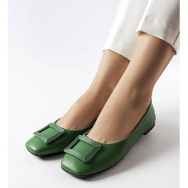 Green ballerinas with a Sheller buckle 1