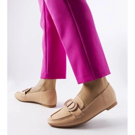 Dark beige loafers with a buckle from Poissonnier 1