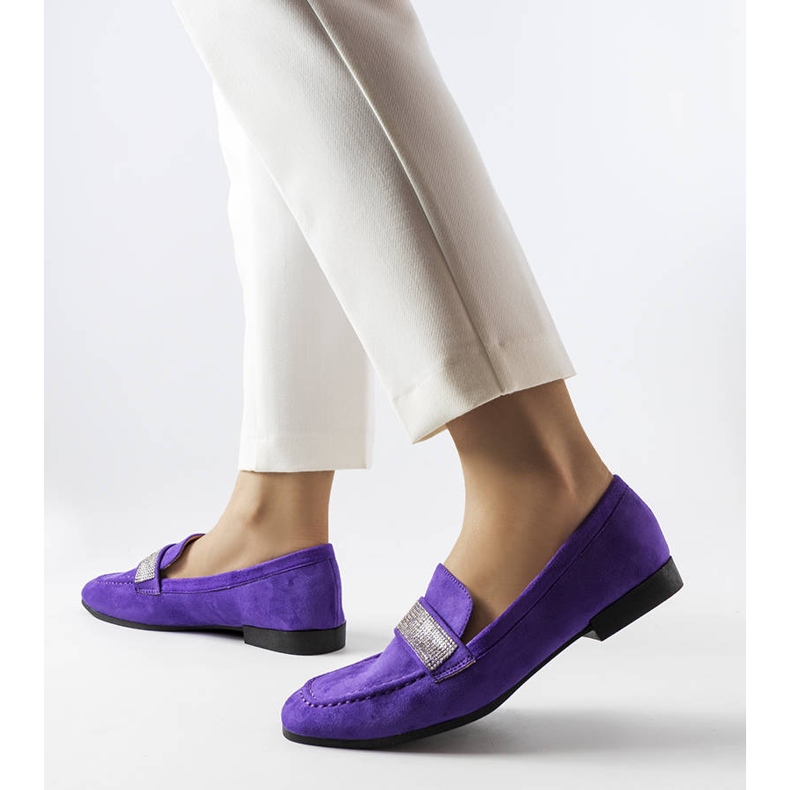 Purple loafers with Mignonette rhinestones 1