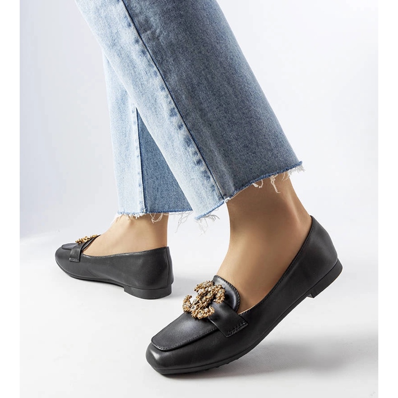 Black moccasins with rhinestones from Neuer 1
