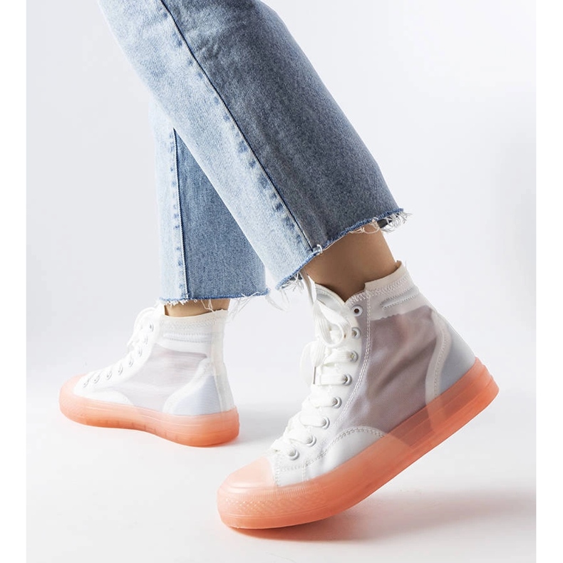 White and pink high-top sneakers from Nanterre 1