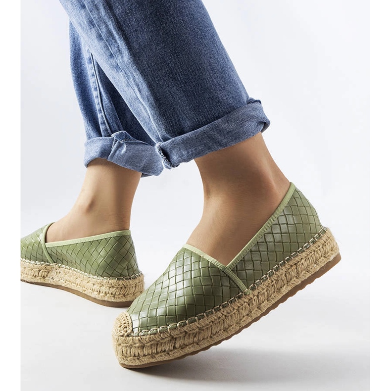 Green espadrilles decorated with Geoffrey embossing 1