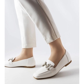 Marechal white loafers with rhinestones 1 Marechal white loafers with rhinestones 1