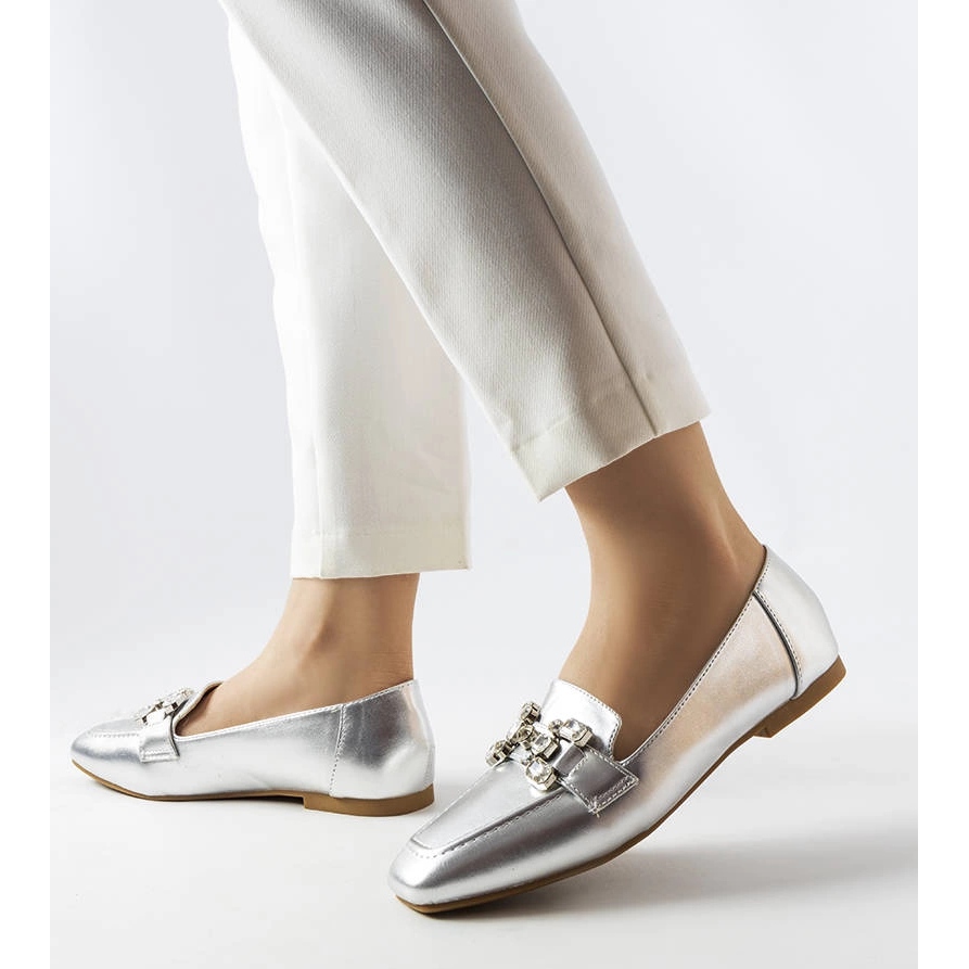 Womens 2025 silver loafers